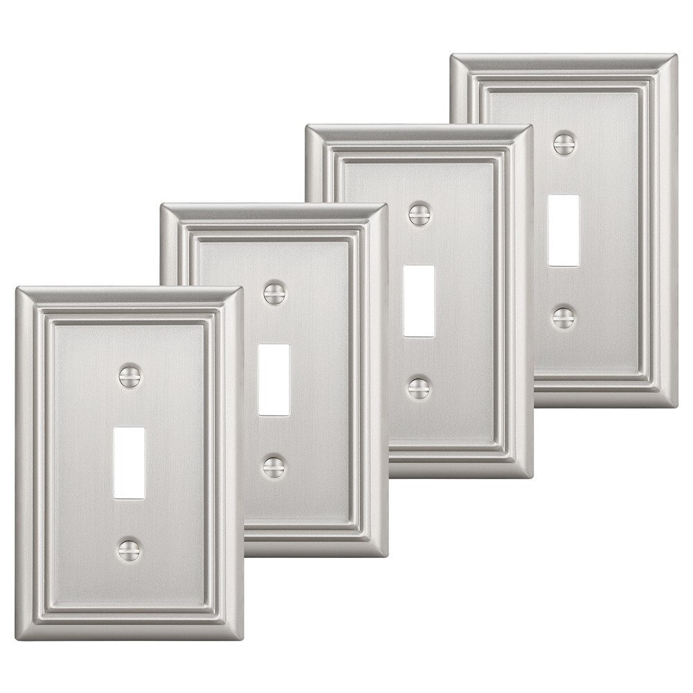 DEWENWILS 4-Pack Toggle Wall Plates, Brushed Nickel Light Switch Cover, Metal，