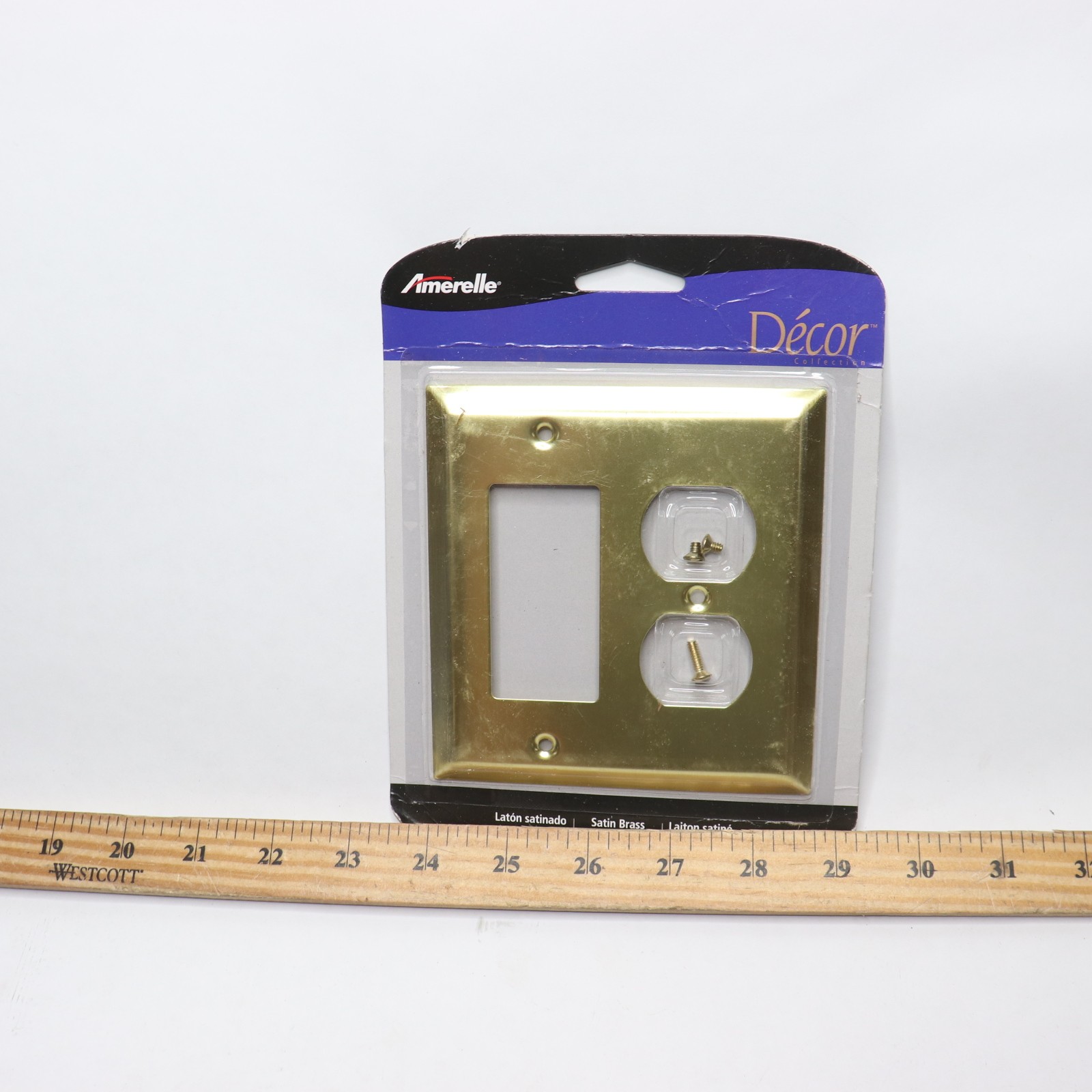 (1-Pk) Amerelle Century Wallplate 1 Rocker / 1 Duplex Outlet Steel 163RDSB