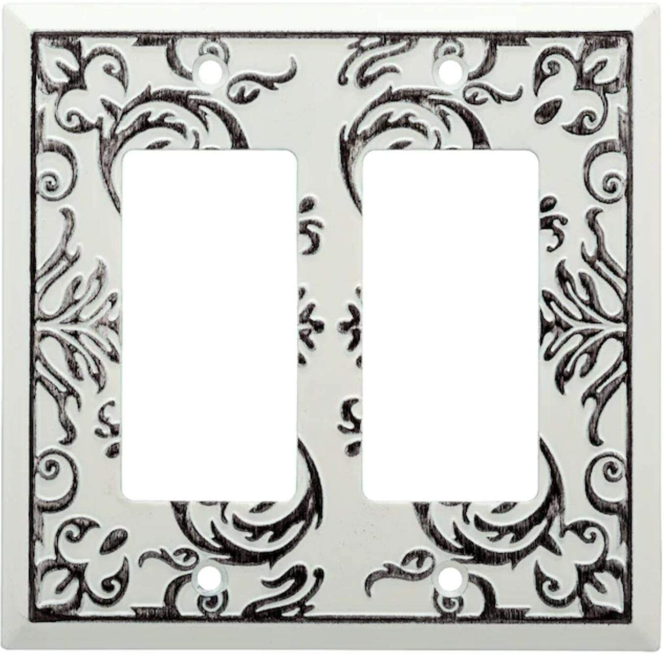 Double Decorator Wall Plate Double GFCI Rocker Gang Fairhope White Wash