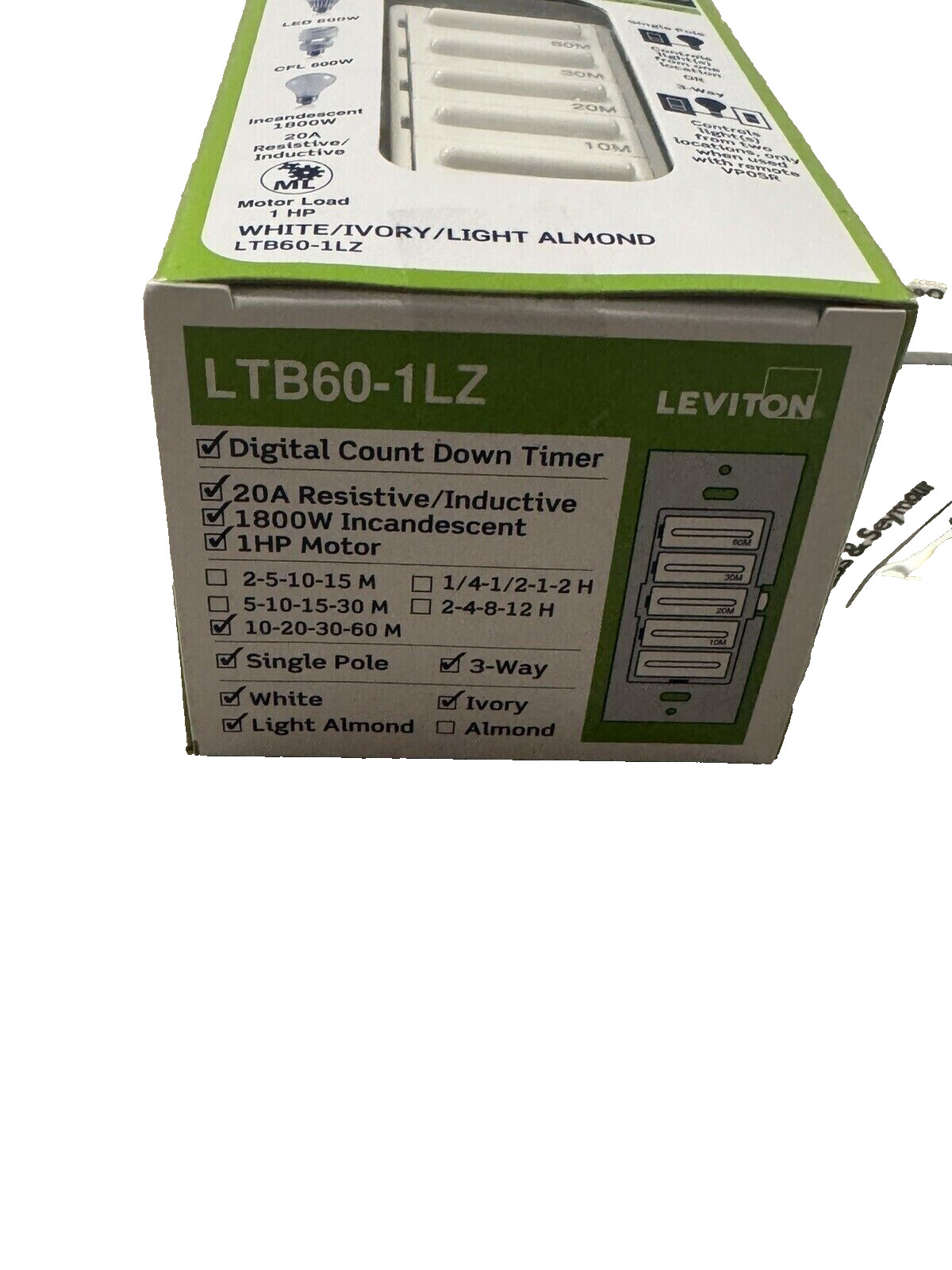 Leviton LTB60-1LZ New – (missing plate)