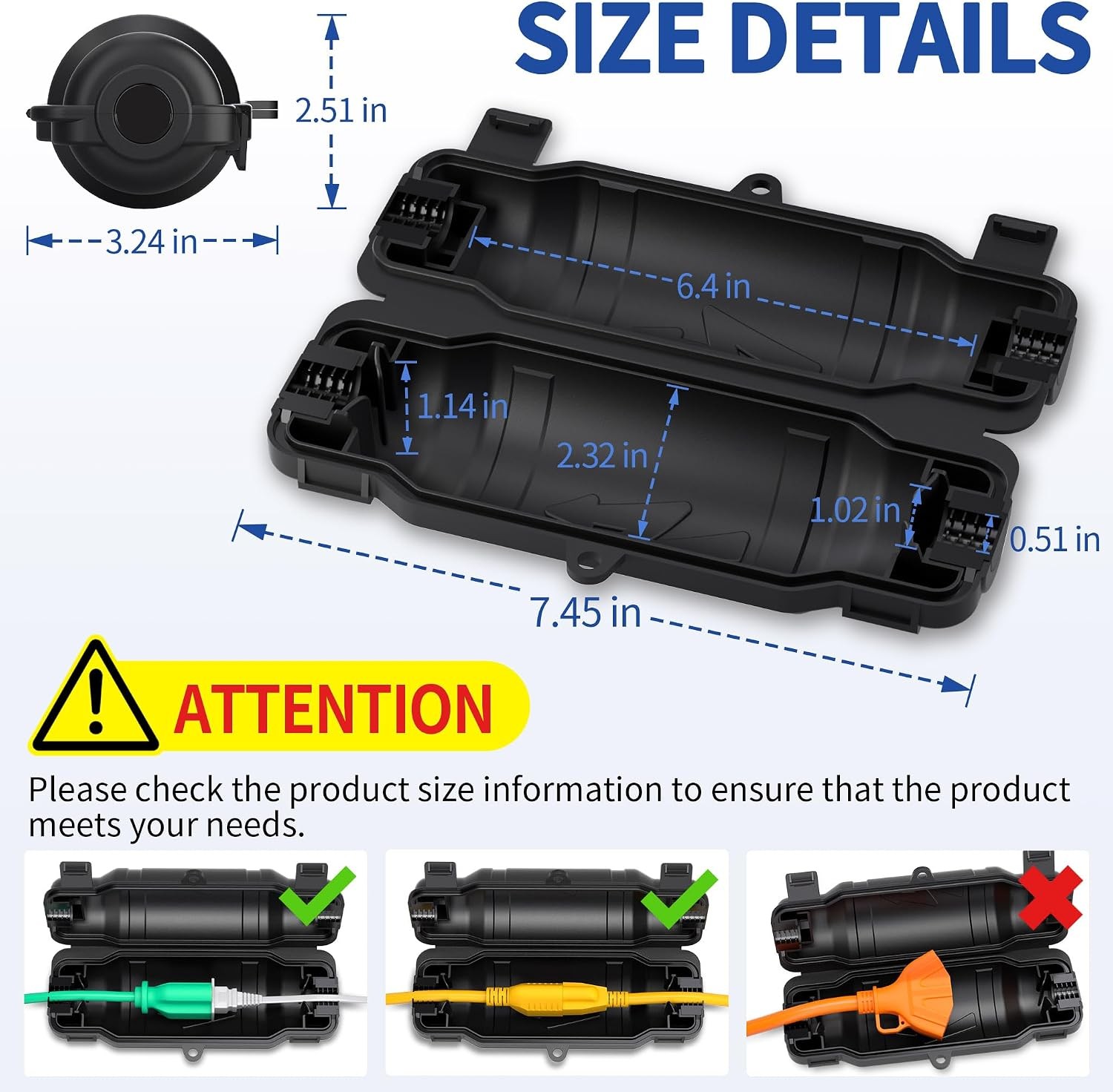 Outdoor Extension Cord Safety Cover W/ Waterproof Seal IP54 Water-Resistant