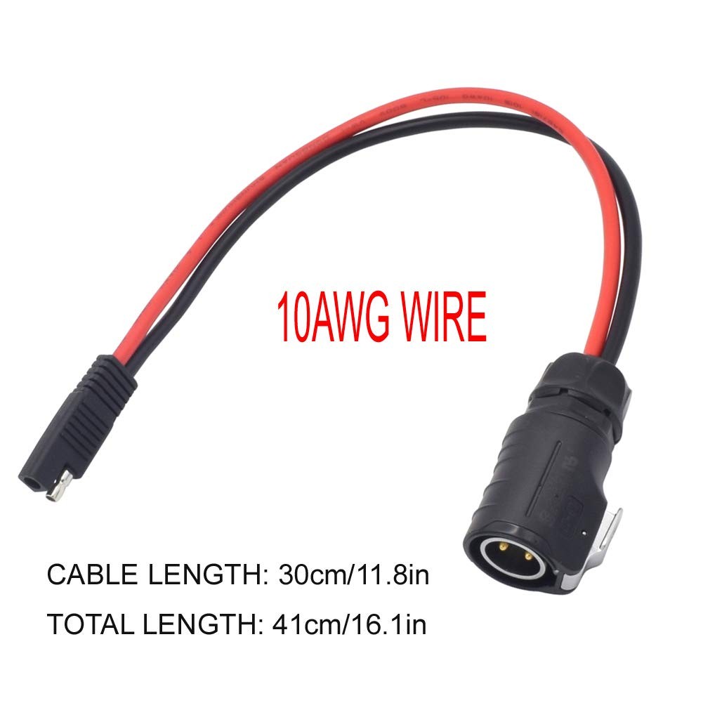 JooFn 10AWG 2 Pin Power Industrial Circular Connector to SAE Cable SAE, Black