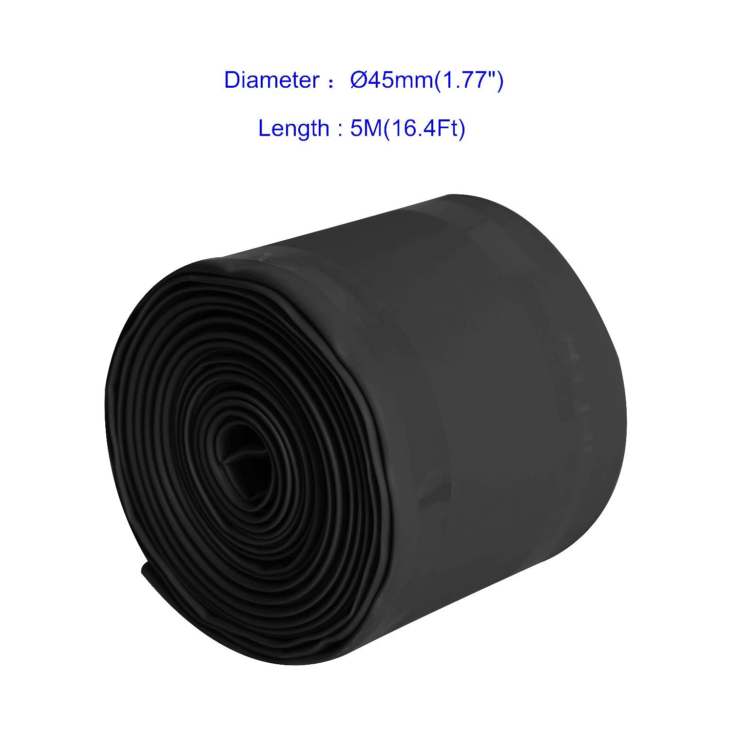 Aoje-Link 45mm ID Black Heat Shrink Tubing Shrinkable x 5M(Ф*L),