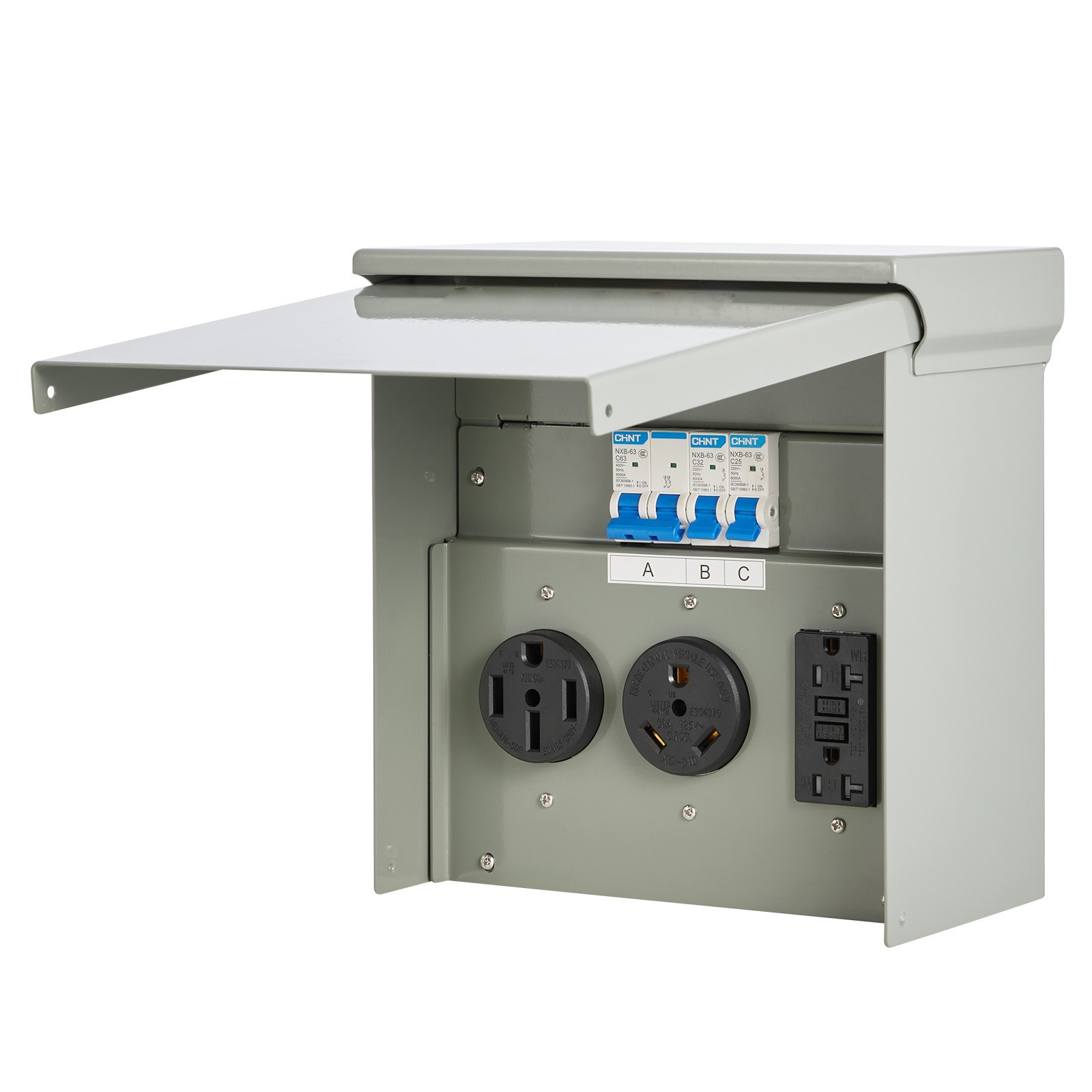 Uimoso Temporary Power Outlet Panel RV Electrical Panel 20 30 50 Amp Outlet Box