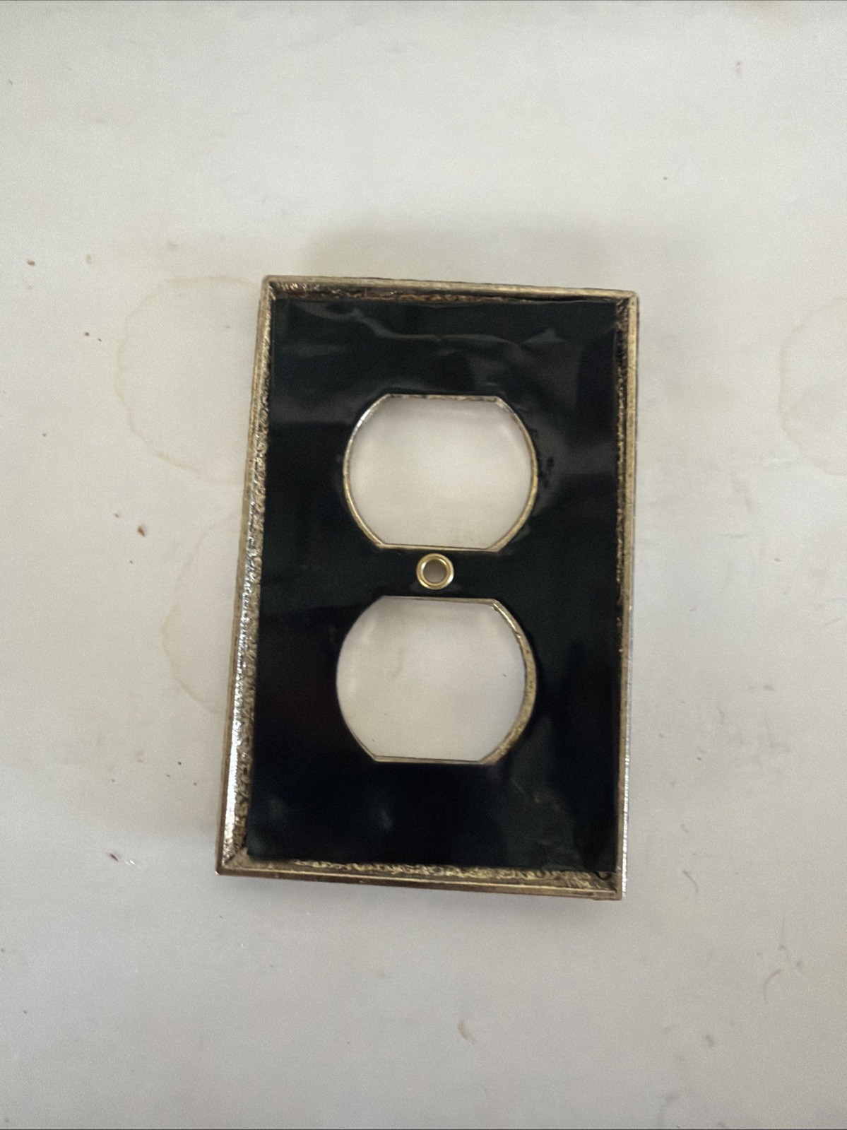 Vintage Brass Plated Floral Filigree Decorative Outlet Plate Wall Box Cover