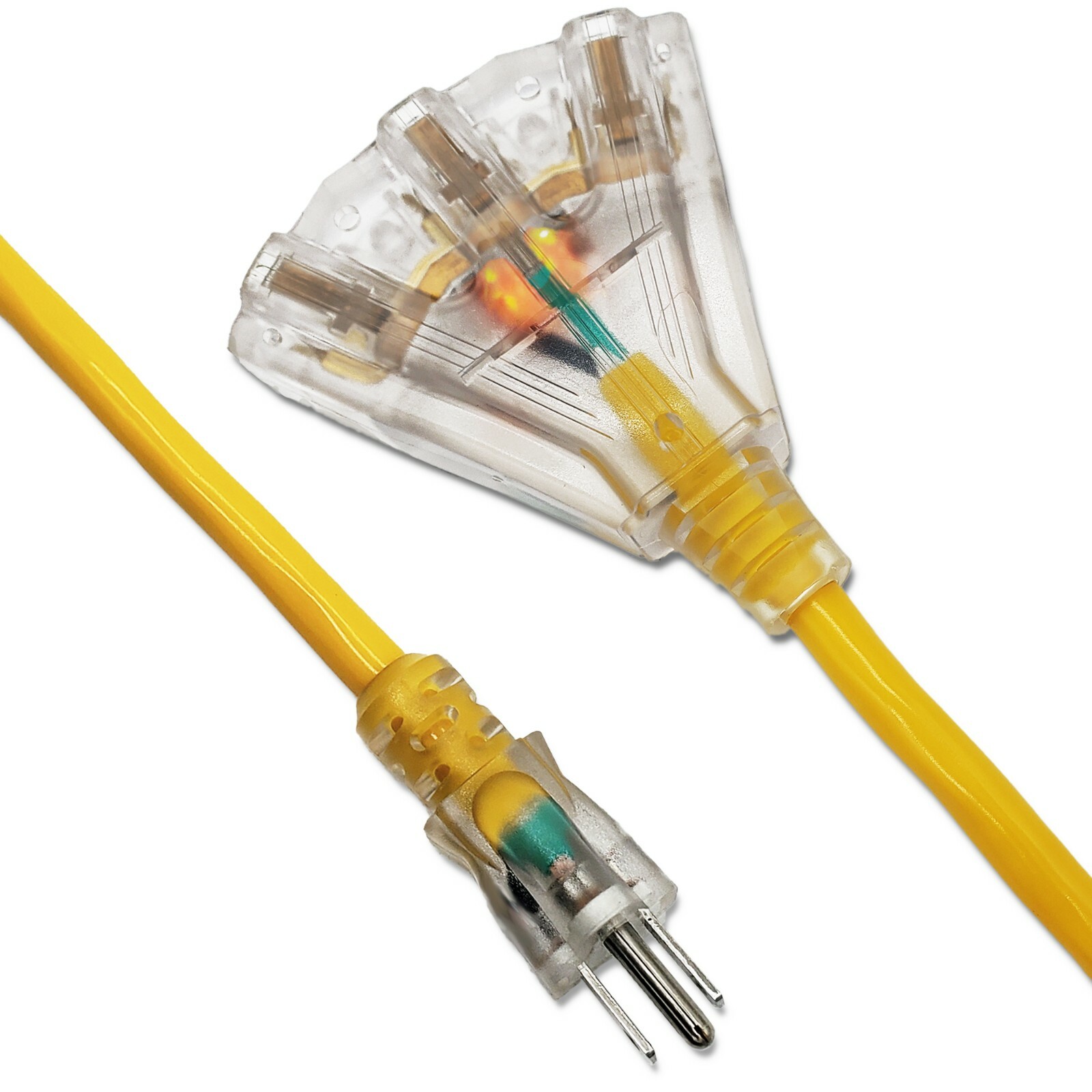 10 Gauge (10 ft, 25 ft, 50 ft, 100 ft) 3 Outlet Lighted Extension Cord – 10 Awg