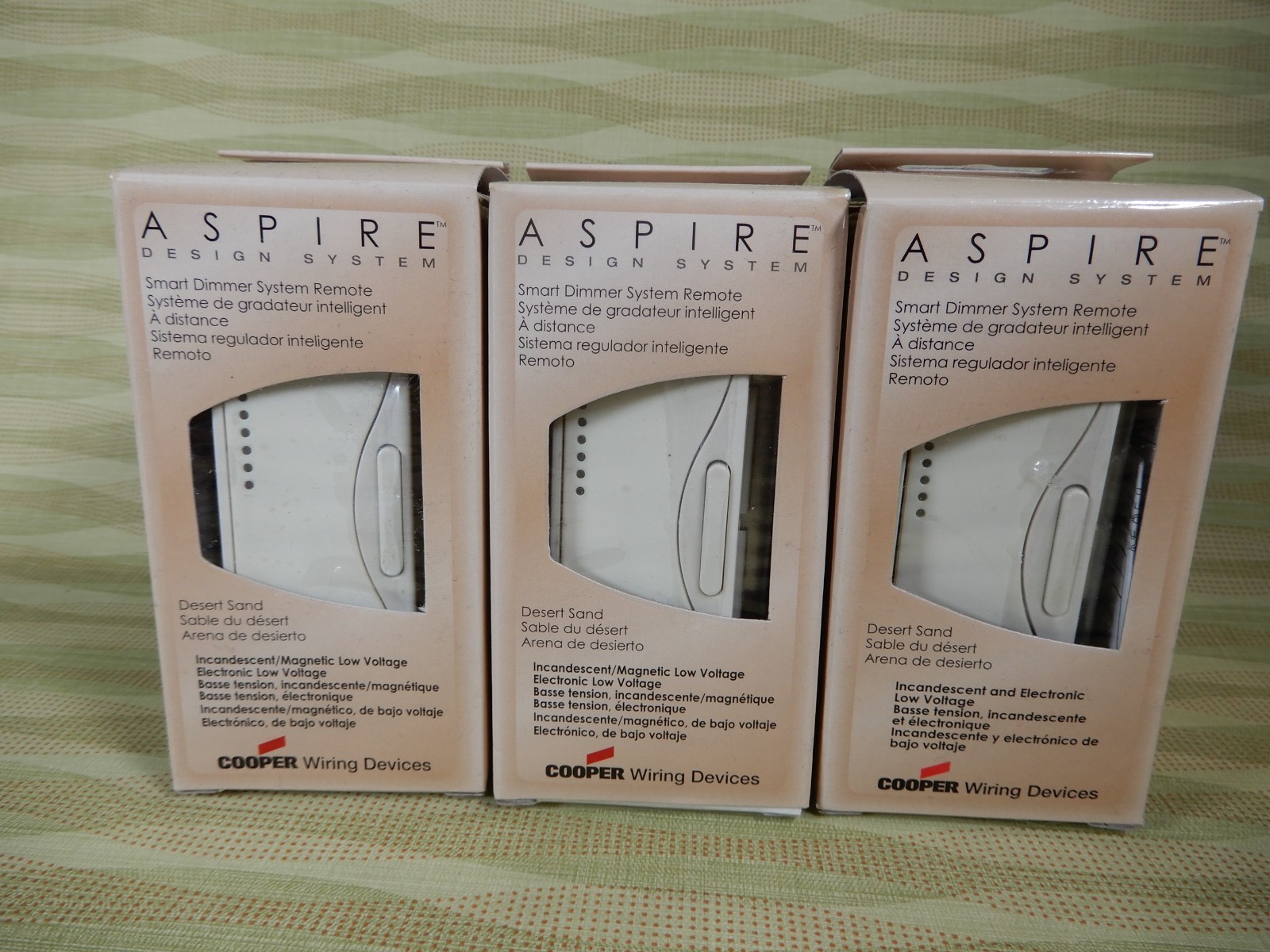 Cooper Aspire 9542DS Smart Dimmer System Remote Switches Desert Sand (3) NOS