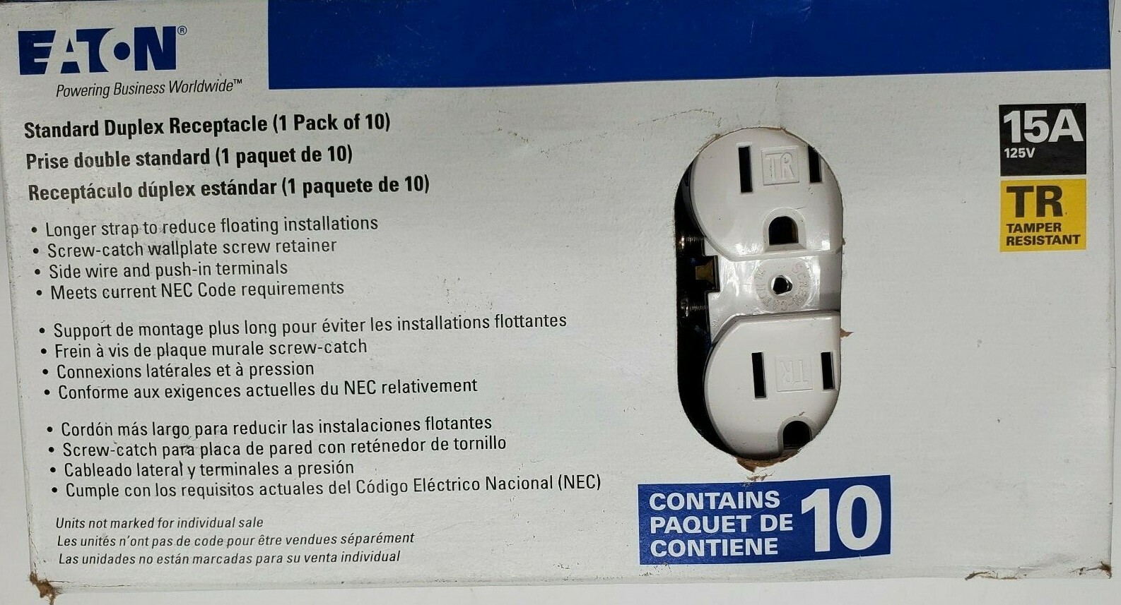 Eaton Standard Duplex Receptacle ( 10 Pack ) TR270W