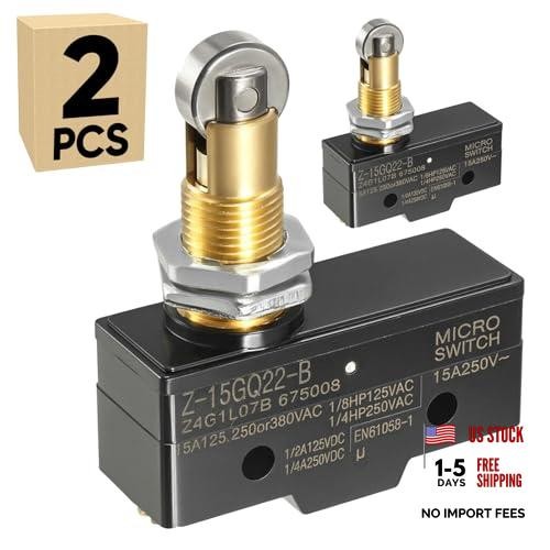 2-Pack Micro Limit Switch with Roller Plunger 15A 2 Count (Pack of 1) LXW5-11Q1