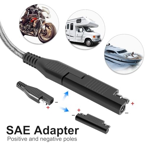 Solar Panel Connectors to SAE Adapter Cable, 11FT 10AWG Solar Extension Cable