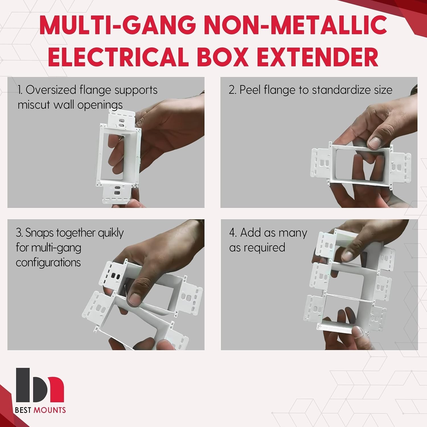 – 2 Pack Electrical Power Outlet Box Extender Kit – Single Gang Box Extender …