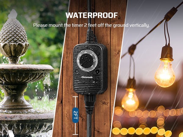 DEWENWILS Outdoor Light Sensor Countdown Timer Weatherproof Photocell 2 Pack