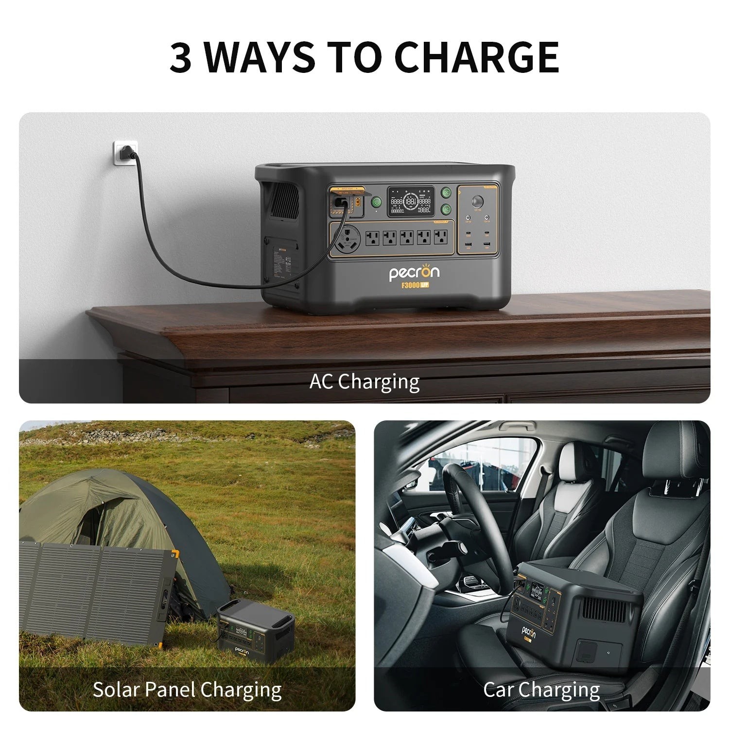 3000W Portable Power Station 3072Wh LiFePO4 Pure Sine Wave Off-Grid Solar