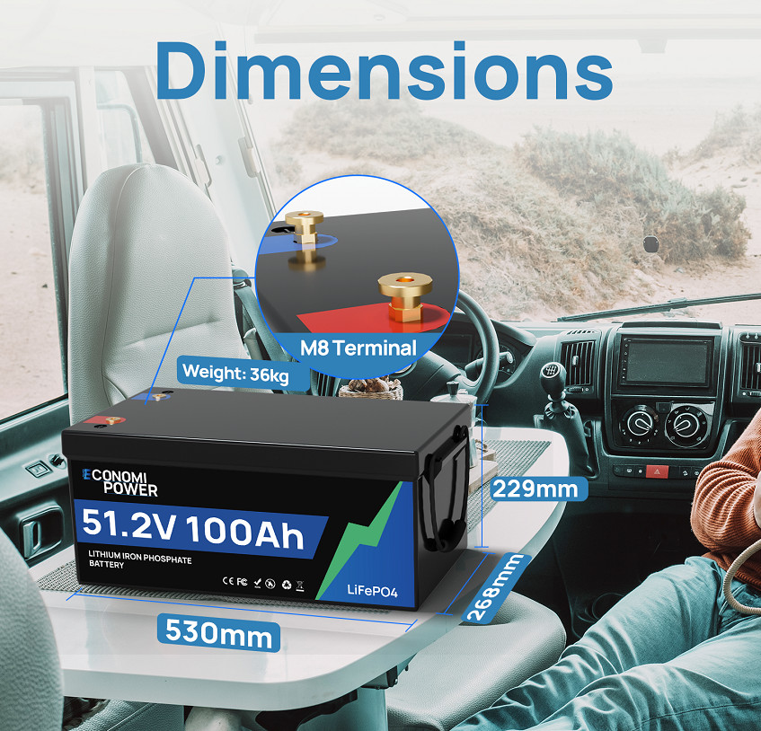 48V 100AH LiFePO4 Battery Grade A Cells 100A BMS US Stock for RV Solar Golf Cart