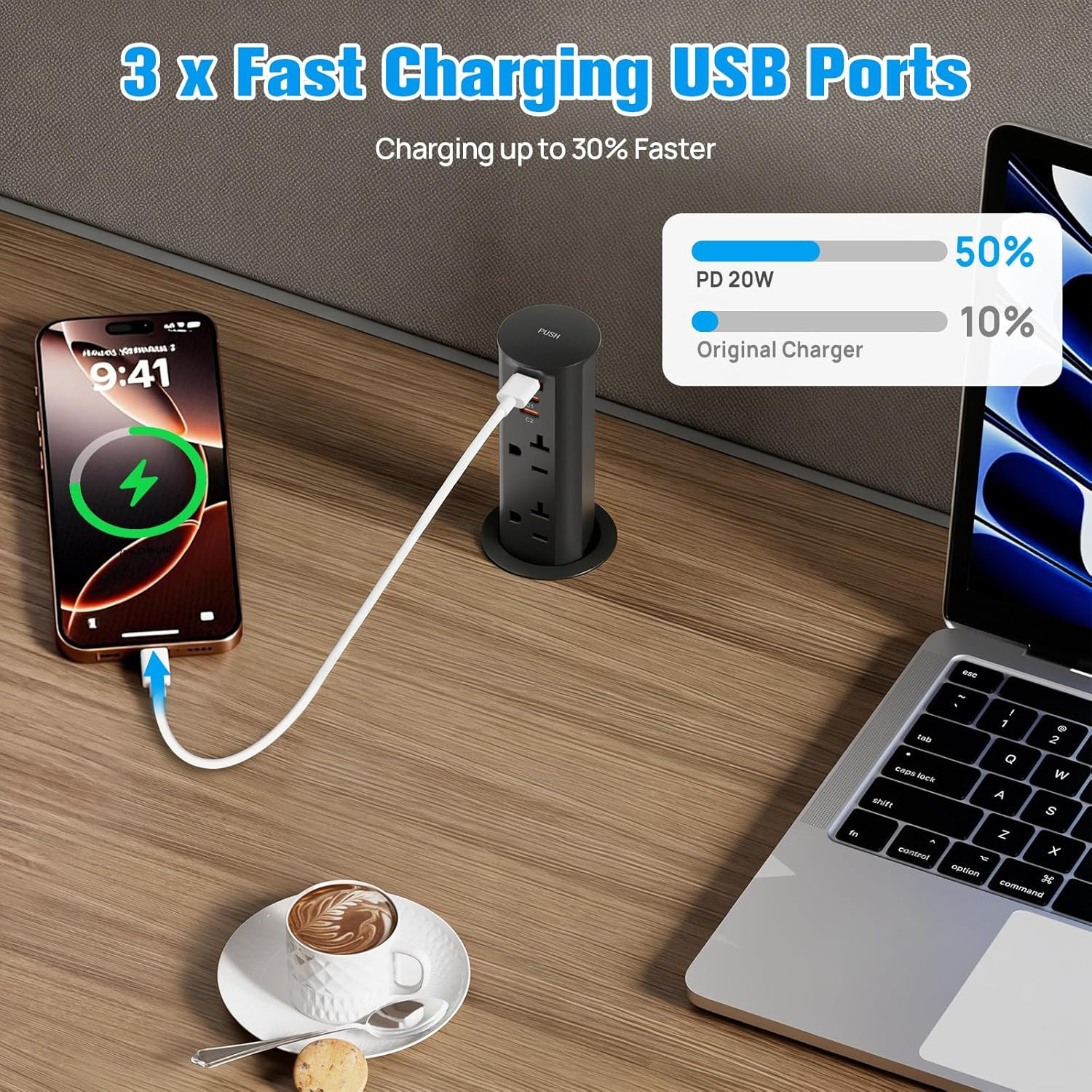 20 Amp 2 Inch Pop up Outlet for Countertop with PD20W USB Ports,Pop up Socket wi