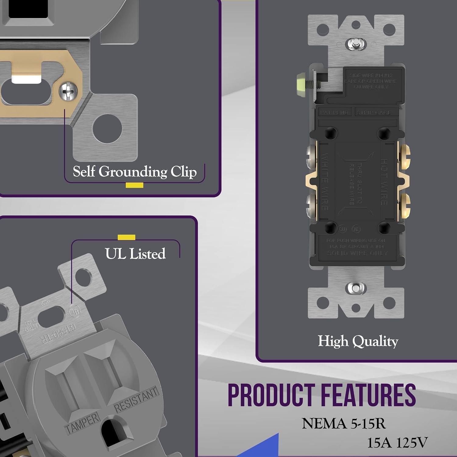 Tamper-Resistant Child Safe Duplex Receptacle Outlet Residential Grade