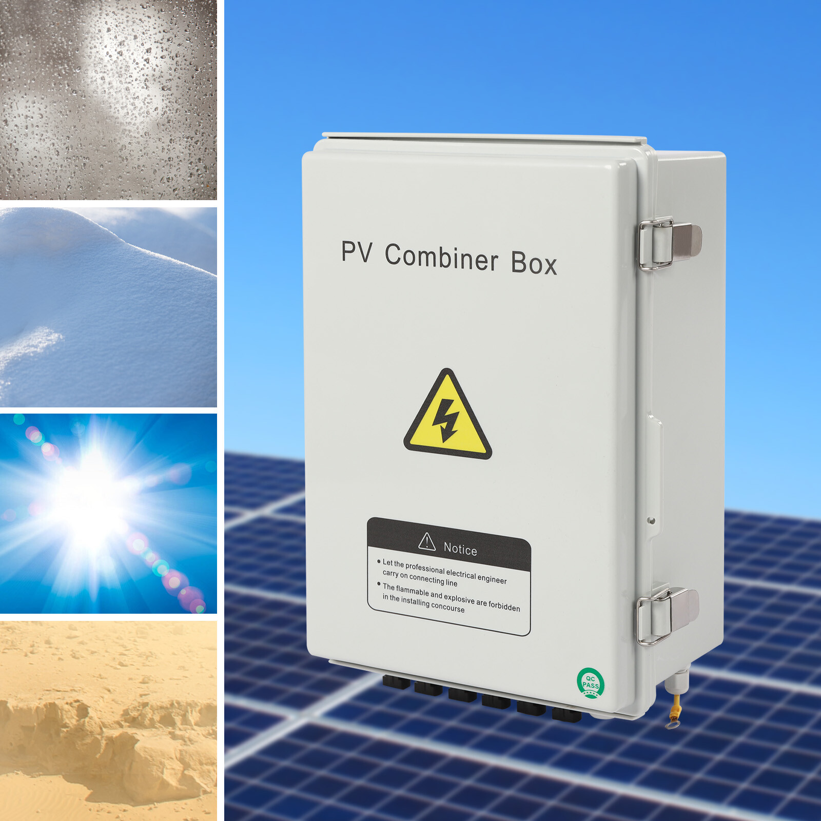 6 String Solar PV Combiner Box 63A Circuit Breaker Junction Box for Solar Panels