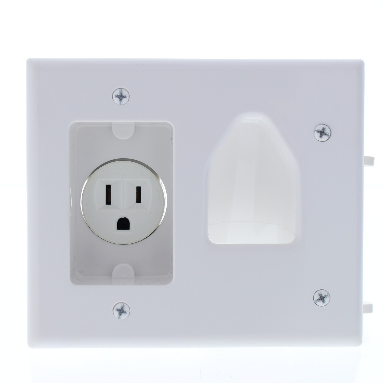 Cooper 35MRW White Recessed Multimedia Cable Plate w/Single Receptacle 15A 125V