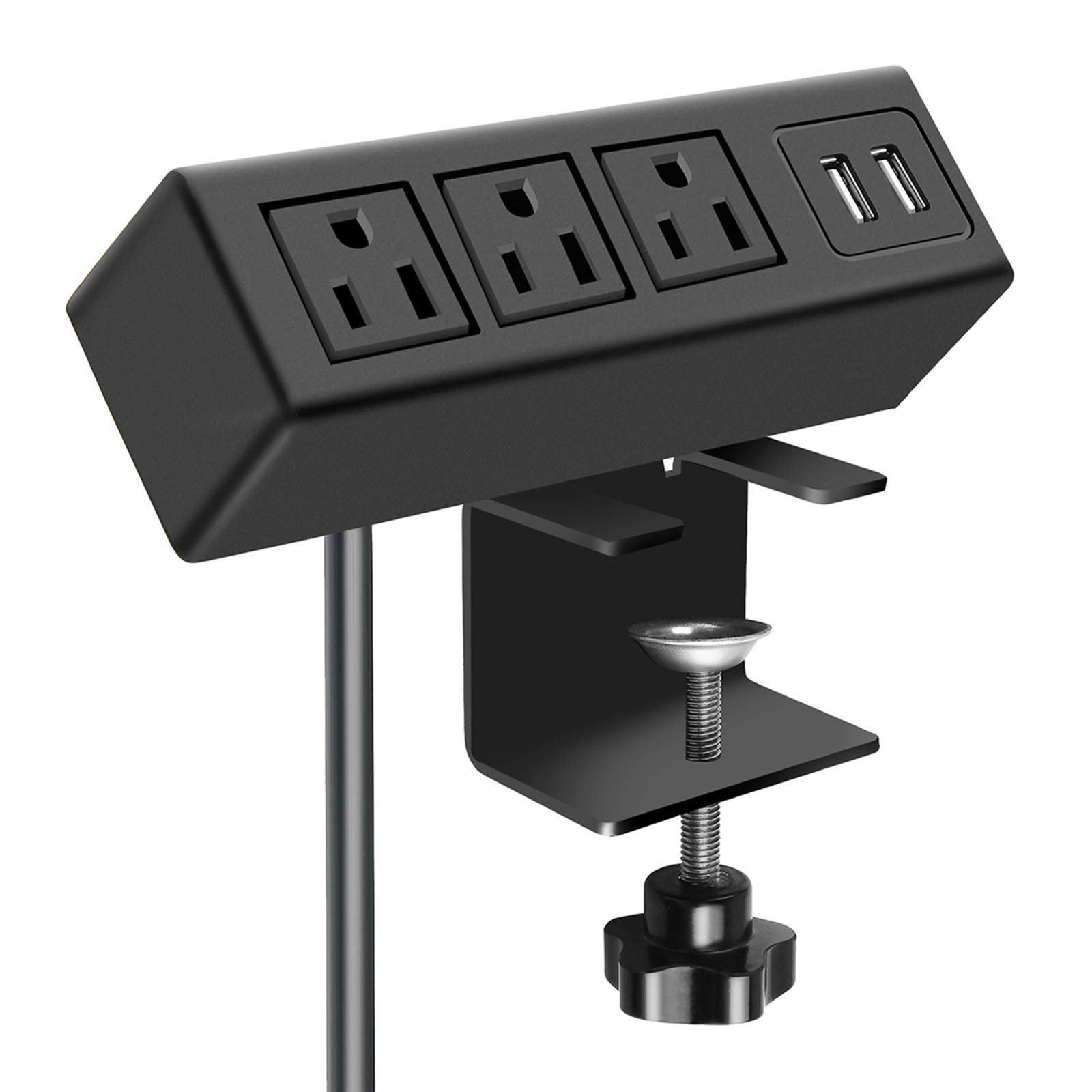 3 Outlet Desk Clamp Power Strip USB Ports Surge Protector 1200J 125V 1500W