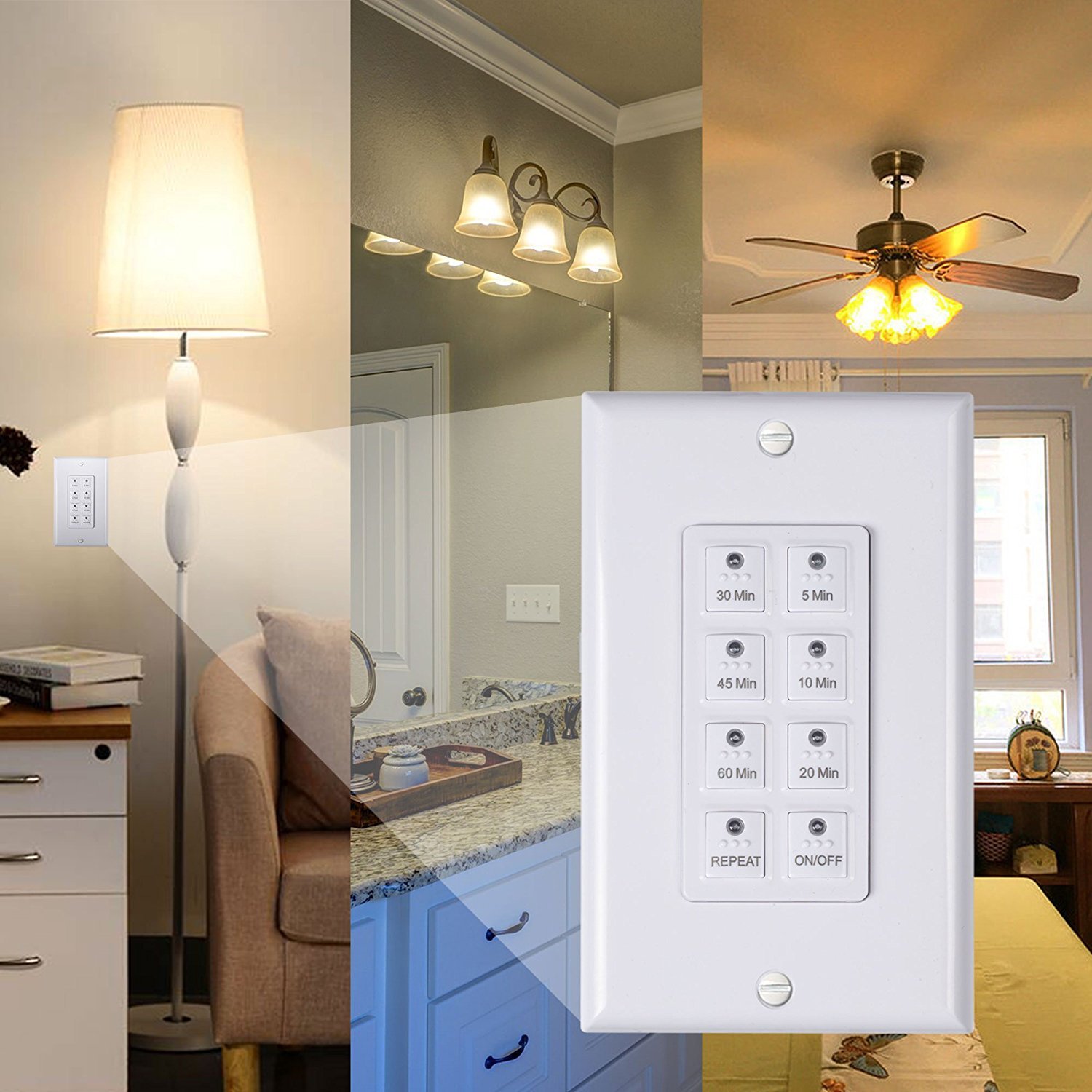 BN-LINK Countdown Digital In-wall Timer Switch 5-15-30-60 mins 2 4 hours For Fan