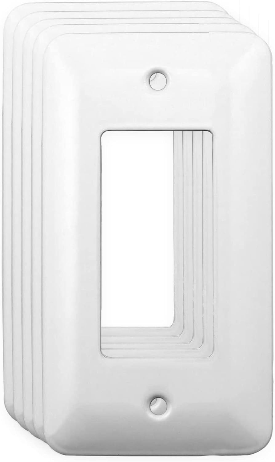 (5 Pack) 1-Gang Decorator/GFCI Switch Wall Plate Cover, 5″ x 2.75″ Unbreakable