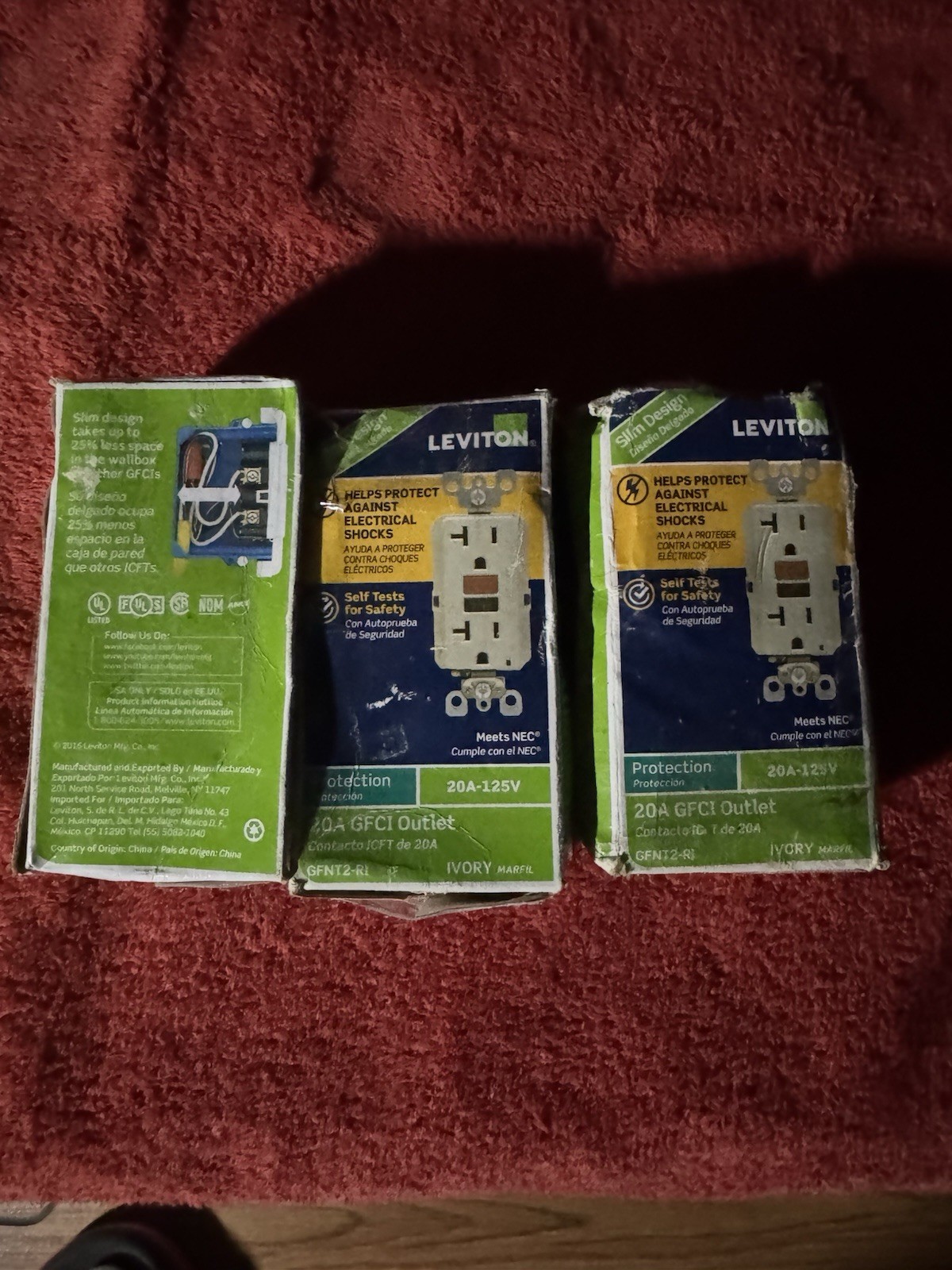 THREE LEVITON PROTECTION GFNT2-RW 20 AMP GFCI OUTLET 20A-125V Ivory NEW