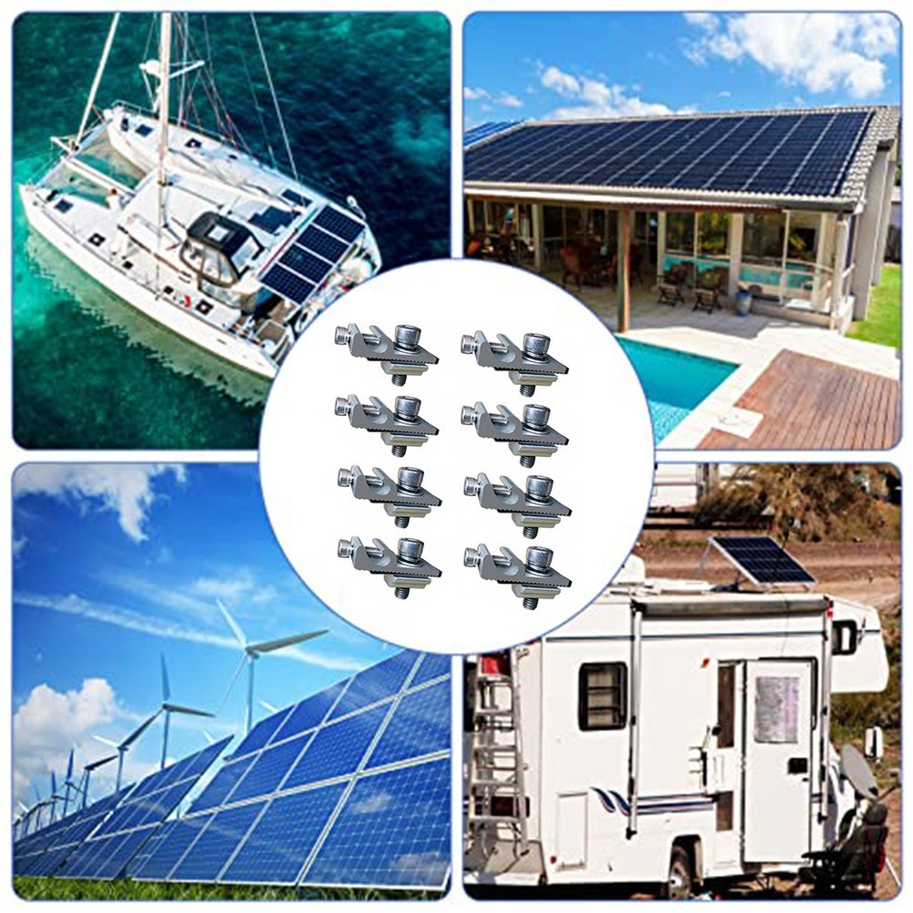 8 Pack Solar Panel Grounding Fasteners with Screws for Carport and Roof Systems