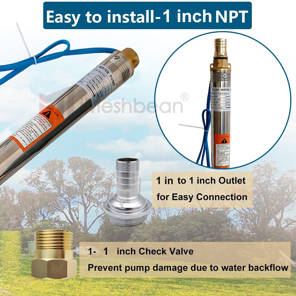 2″ OD Solar Pump Submersible Pump Bore DC24V 250W Deep Well Pump+MPPT Controller