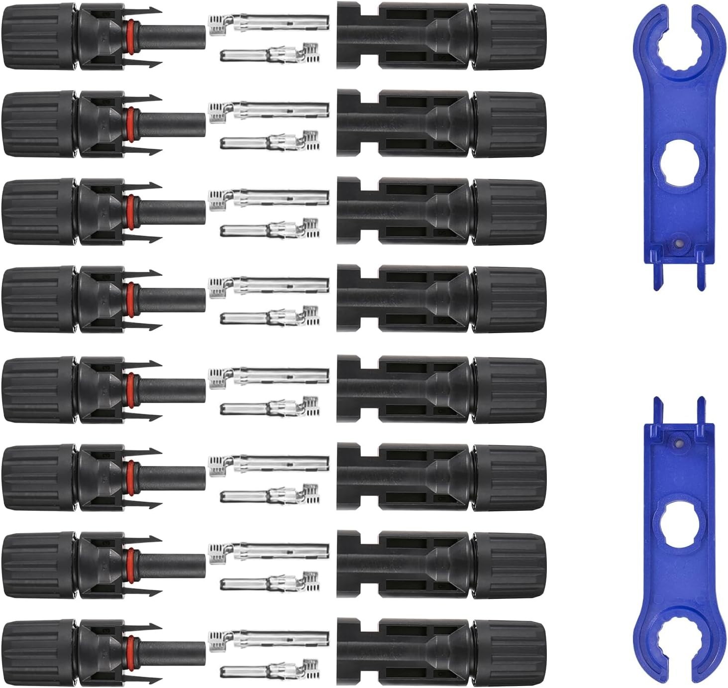 .16PCS Solar Panel Connectors 1000V 30A IP67 MC4 10AWG 8 Pairs w/ Spanners