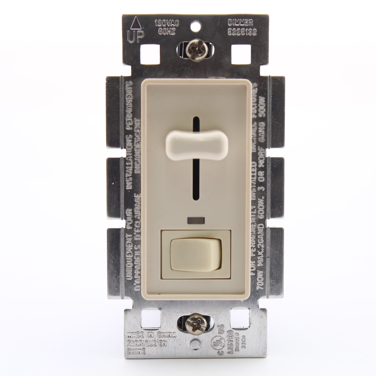 Cheetah Light Almond 700W Slide Dimmer Light Switch w/ Preset & LED 6120-LA