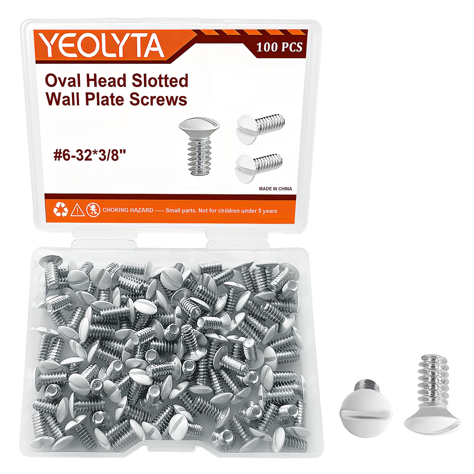 100PCS Wall Plate Screws,3/8″ Long 632 Thread,White Outlet Cover Screws,Oval …