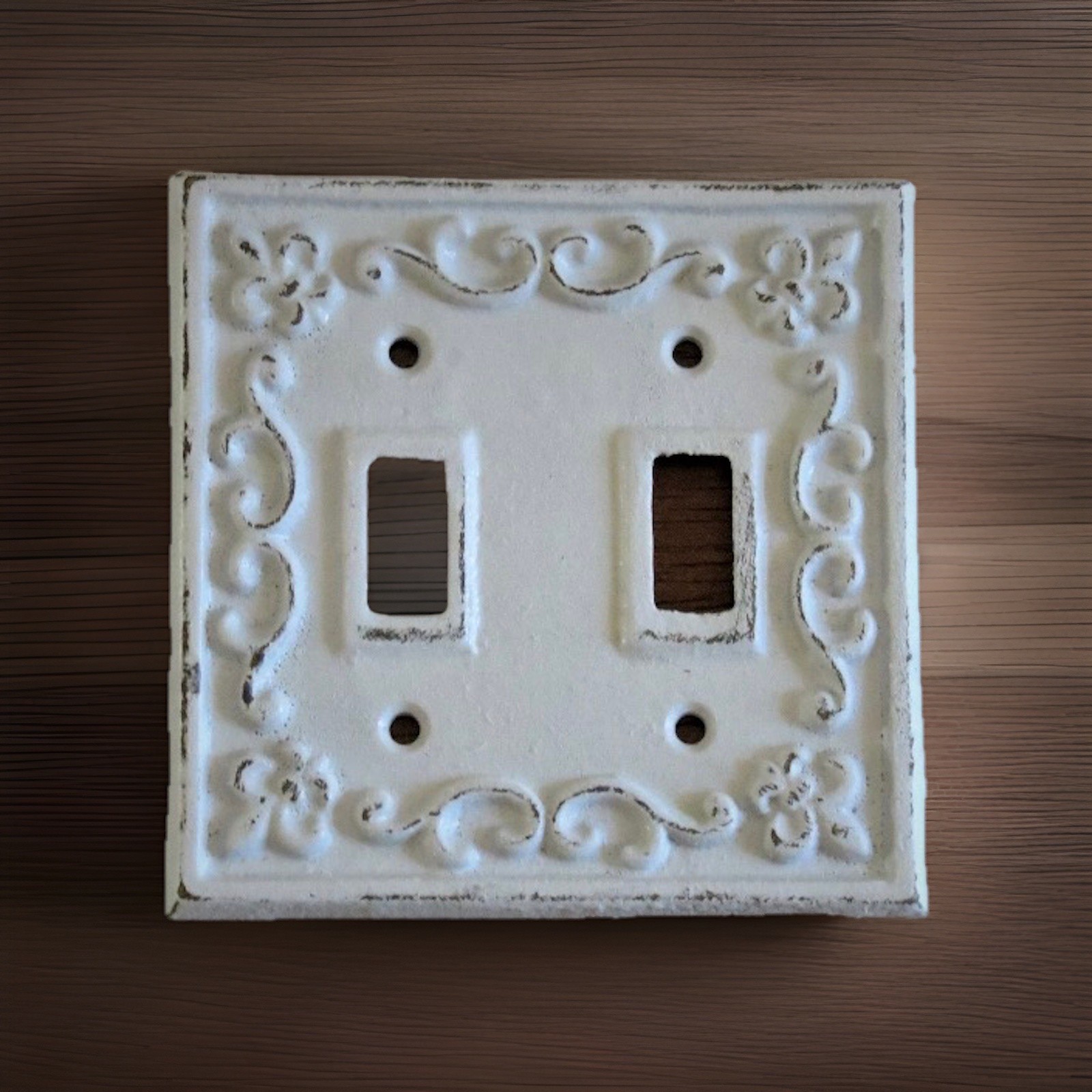 1 White Distressed Double 1 Single Light Switch Plate Cover 2 Wall Plate Covers