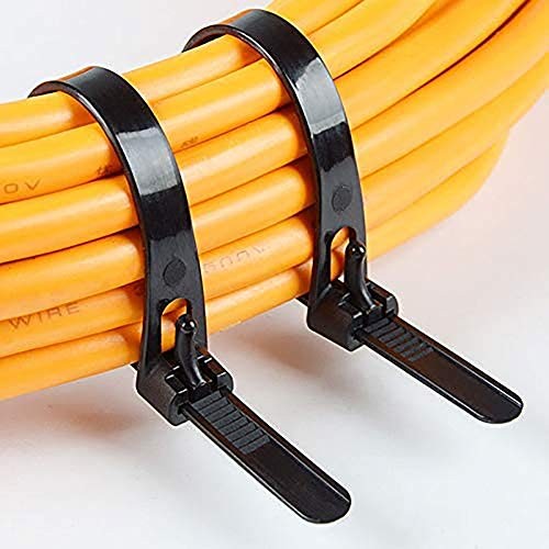 Releasable Reusable Zip Ties 100 Pack 12 Inch Heavy Duty 12inch（w:0.3in) Black