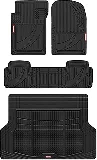 Motor Trend FlexTough Advanced Heavy Duty Black Rubber Car Floor Mats & Cargo Li