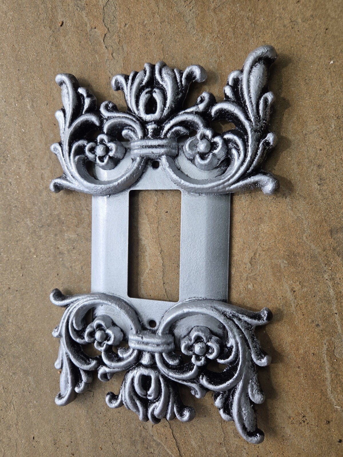 Decorative Metal Rocker Switch Plate Cover Antique Silver Victorian Wall Plate