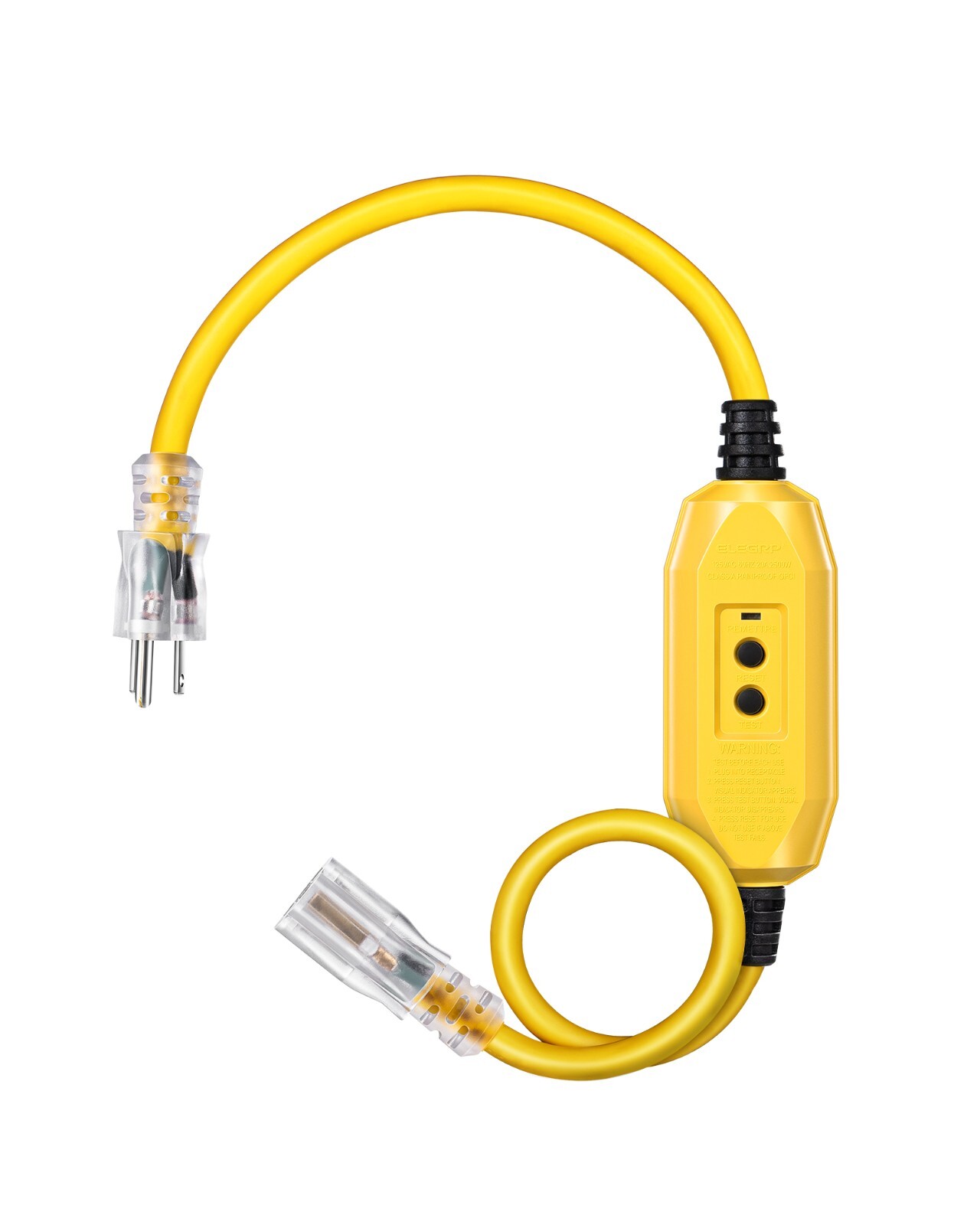 Outdoor GFCI Extension Cord 3FT 12/3 Heavy Duty with Indicator Light Yellow