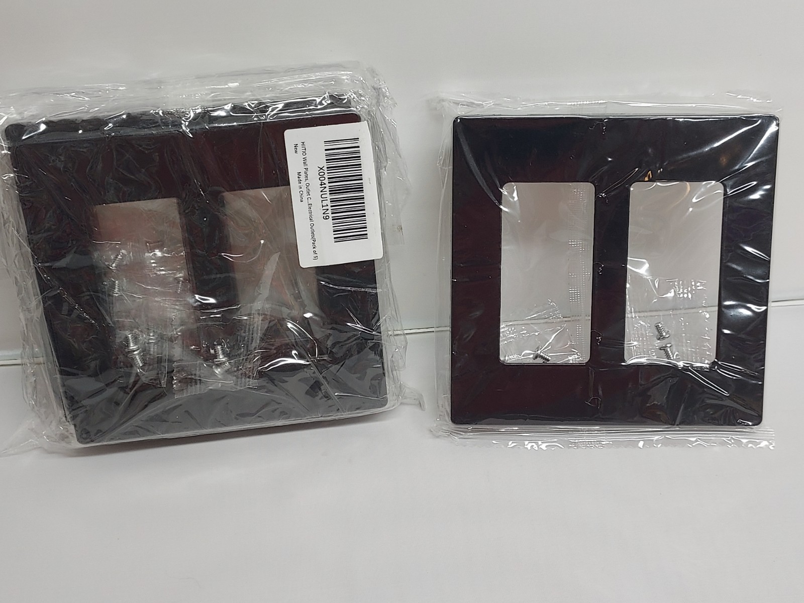 5pk Black Wall Outlet Cover Plastic 2 Gang Screwless