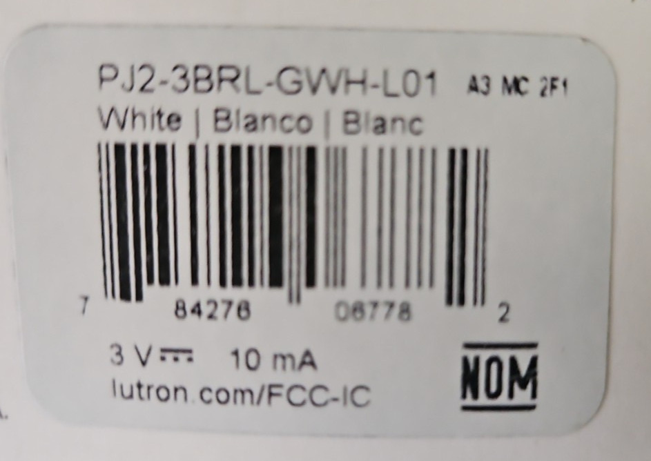 Lutron Pico Wireless Control PJ2-3BRL-GWH-L01 White