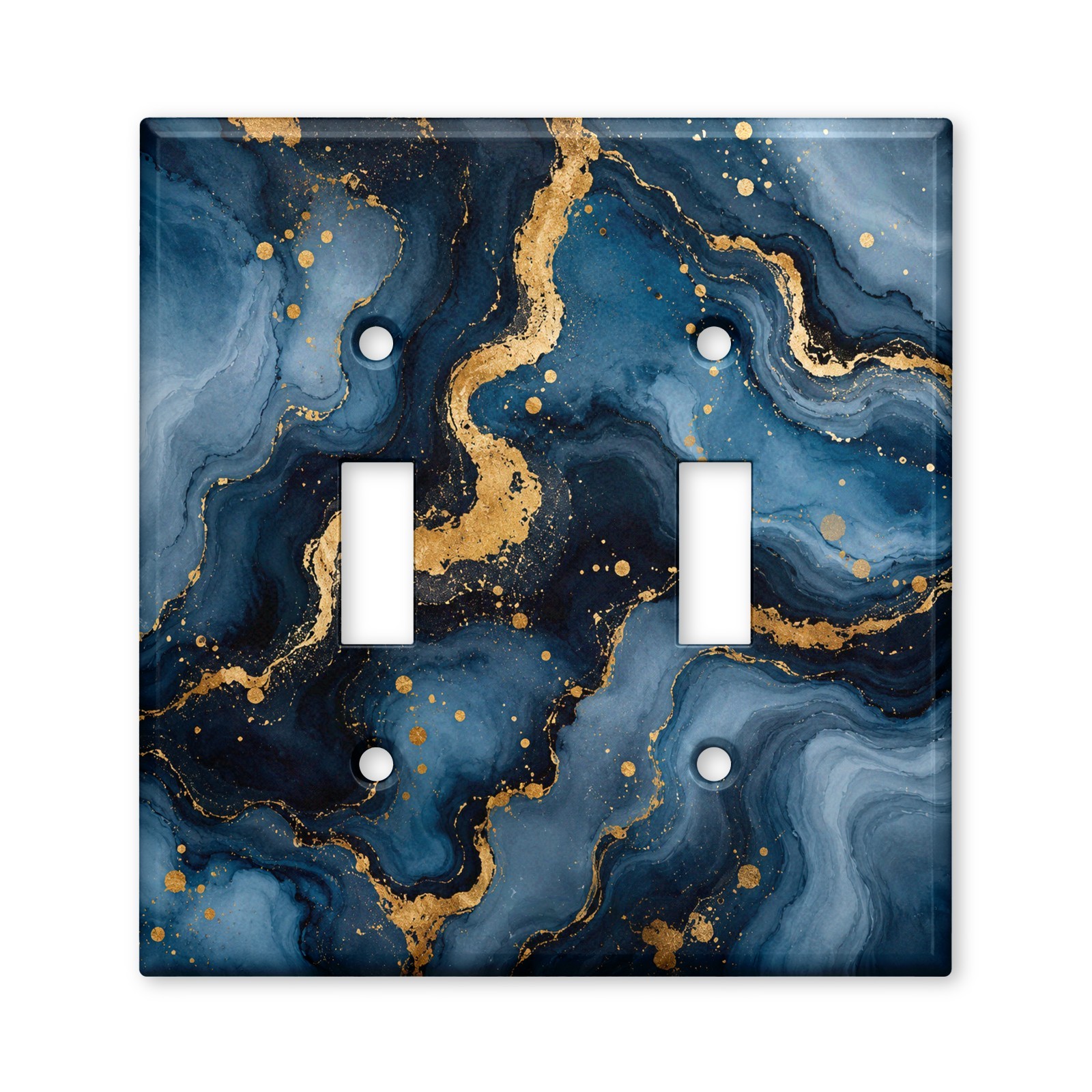 Blue Gold Marble Switch Plate Cover, Navy Abstract Light Switch Cover, Modern Lu