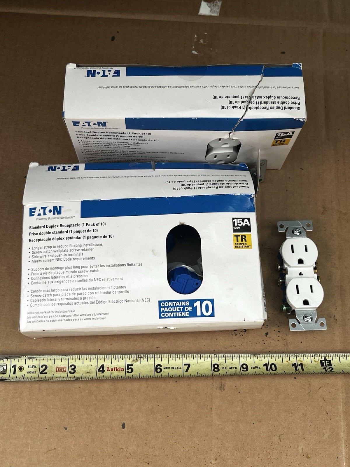 19 NEW Eaton Standard 15A Tamper Resistant Duplex Receptacles-White-TR270W-10-LW