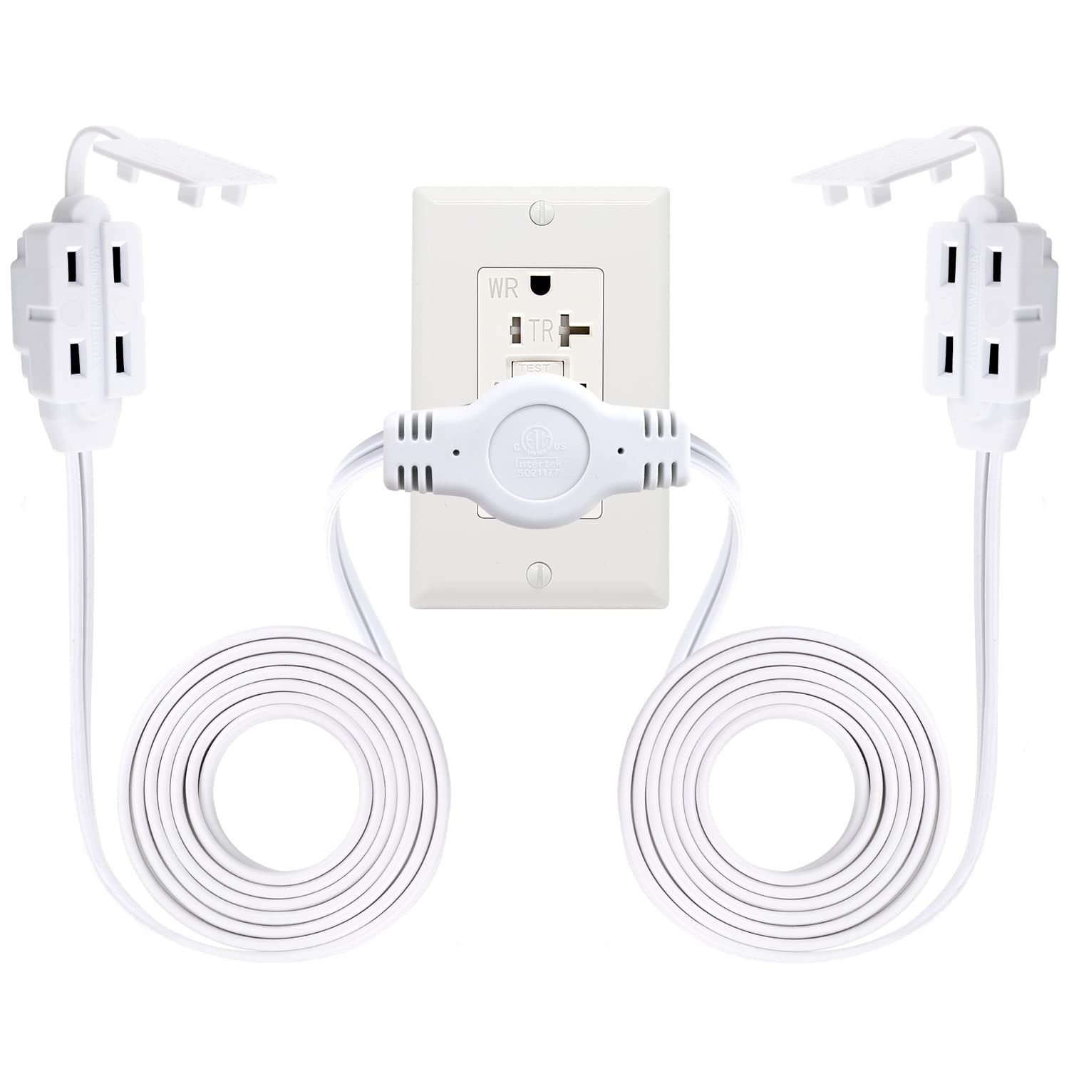 K KASONIC 12 Feet Twin Extension Cord Power Strip, 6 Feet on Each Side, Flat …