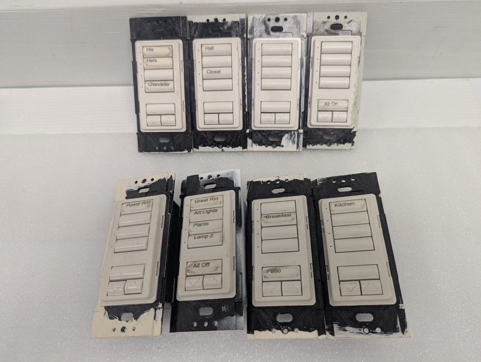 Lot of (8) Lutron ST-NB-NONE – 7 Button Keypad – Preowned