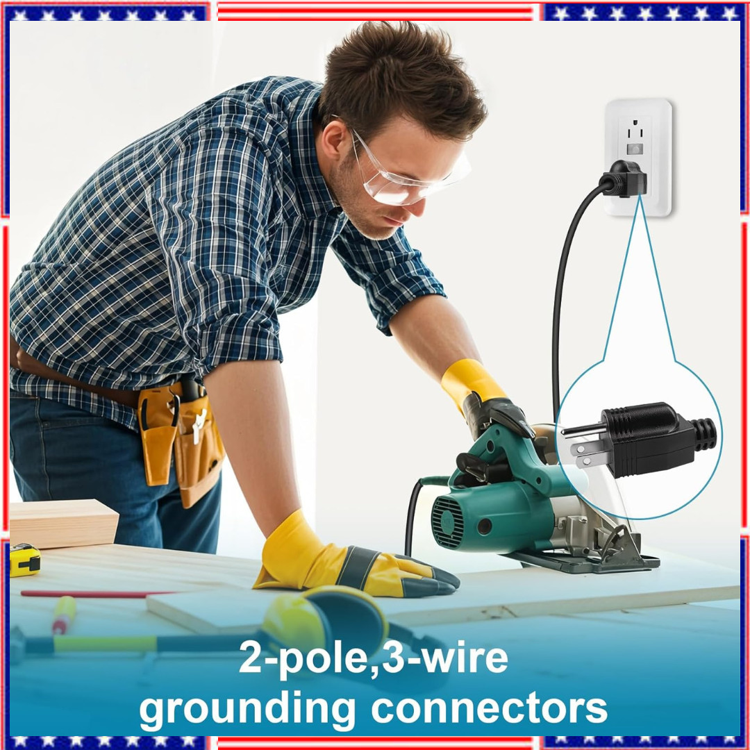 Electrical Replacement Plugs Male End Extension Cord 125V 15A 2Pole 3Wire 2 Pole