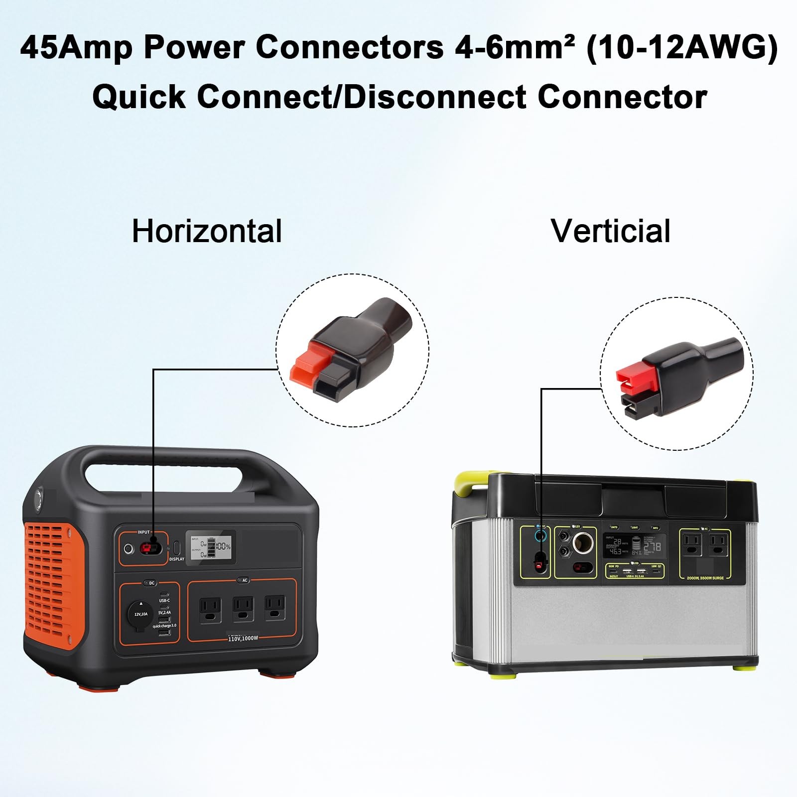 10 Pairs 45Amp Power Connectors Kit, 600V Quick Disconnect Red, Black
