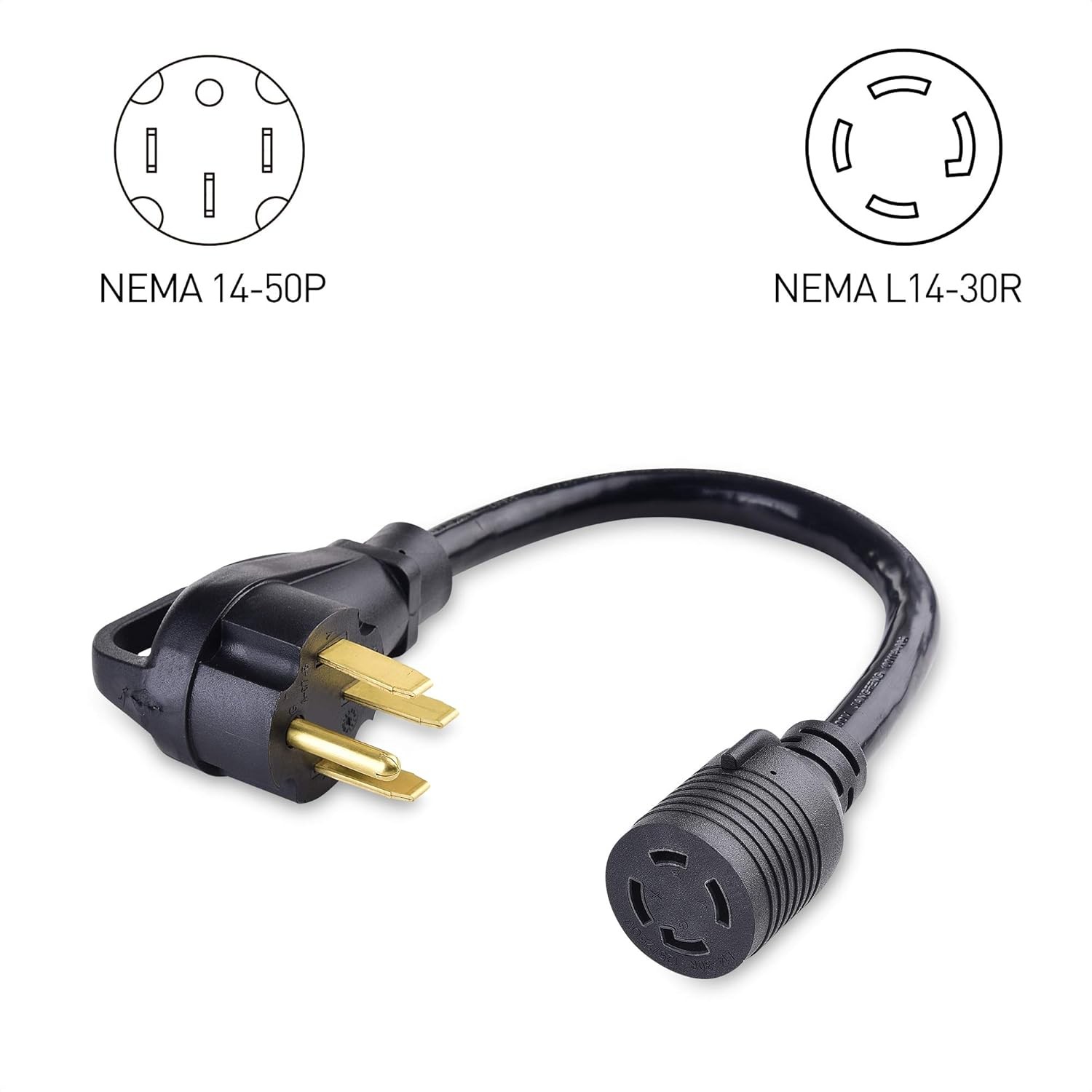 4 Prong 30 to 50 AMP Adapter Generator RV Cord 1.5 Feet NEMA 14-50P to L14-30R