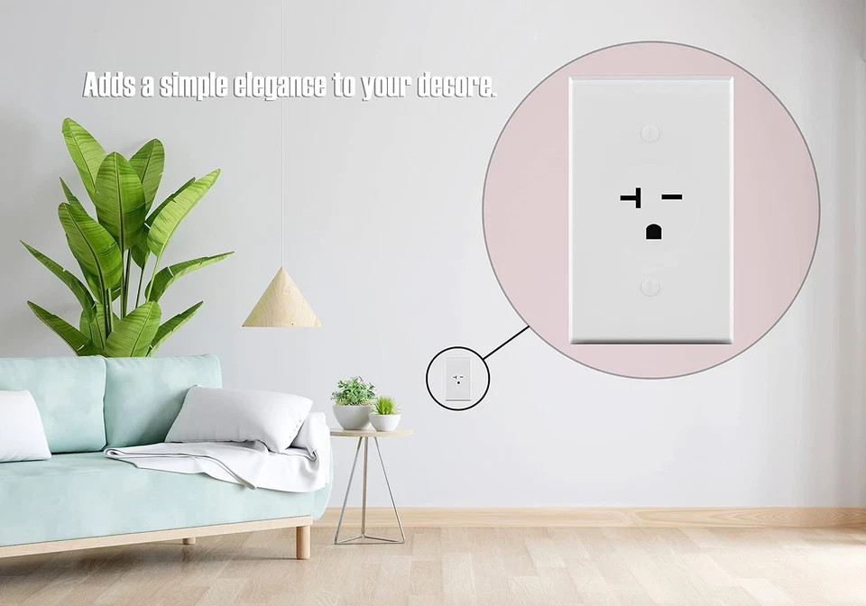 Round Outlet Cover, White, for 220 Wall Plates, Durable Replacement for Home, 2