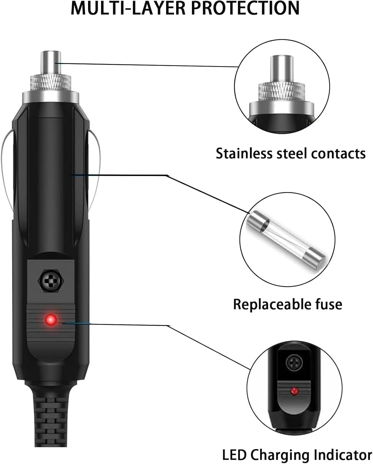 10-Foot Portable12V/24V car Charger Suitable for Ecoflow Delta/River, Bluetti EB