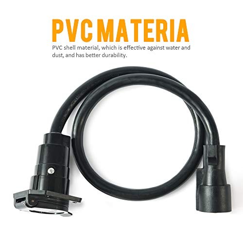 7-Way Trailer Extension Cord 3 Feet 7 Pin Connector Wiring Cable Plug 7 Prong