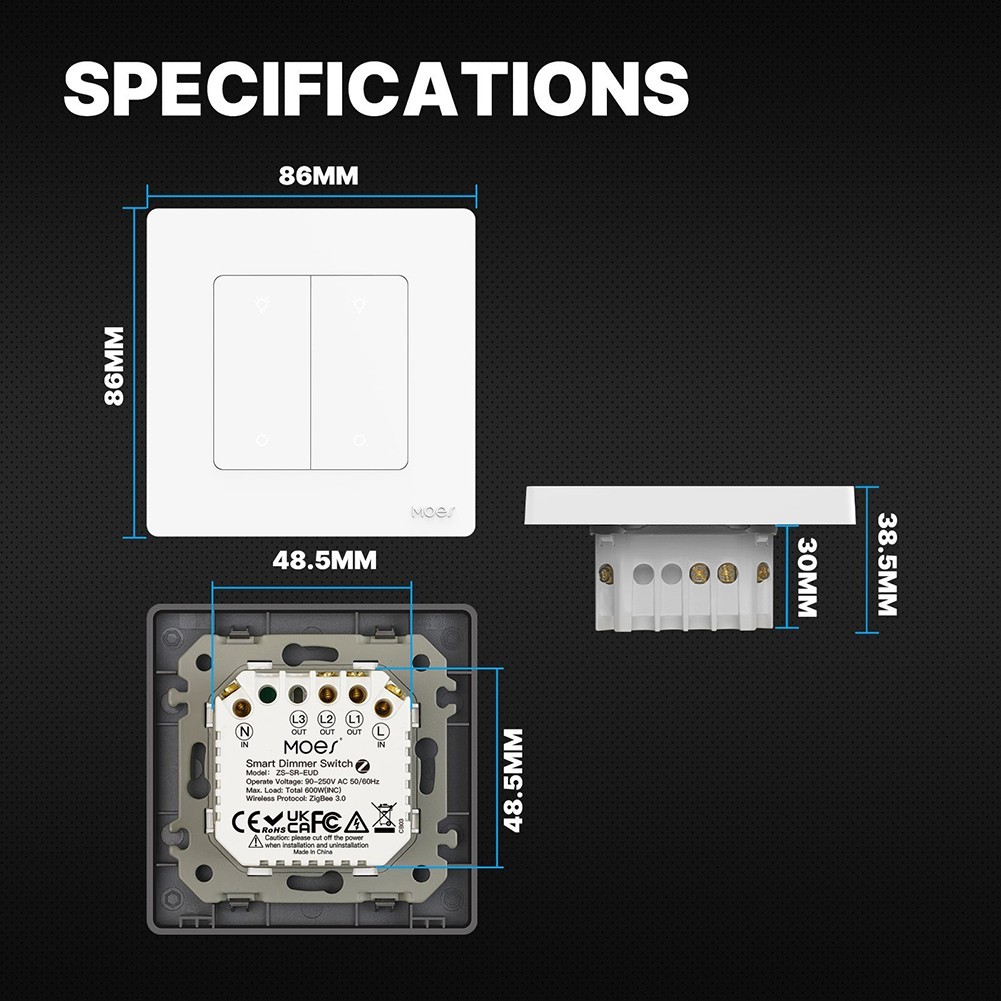 Wireless For Zigbee Light Dimmer Switch for App Control and Power Outage Memory