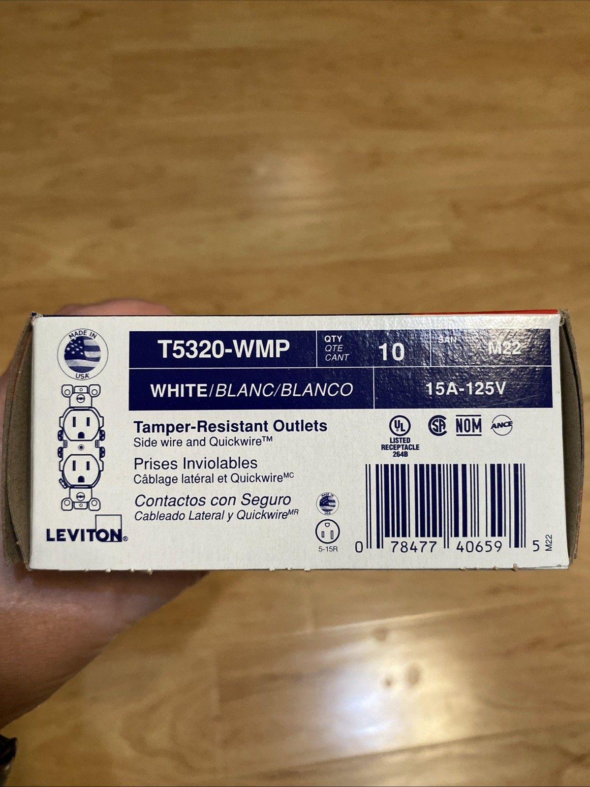 10pk Leviton Tamper Resistant Outlets 15A 125V White Plus Electrical Wall Plug